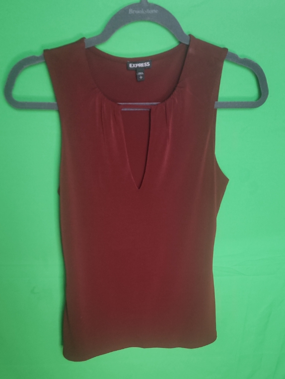 Express Split Neck Keyhole Sleeveless Tank Top Burgundy Small